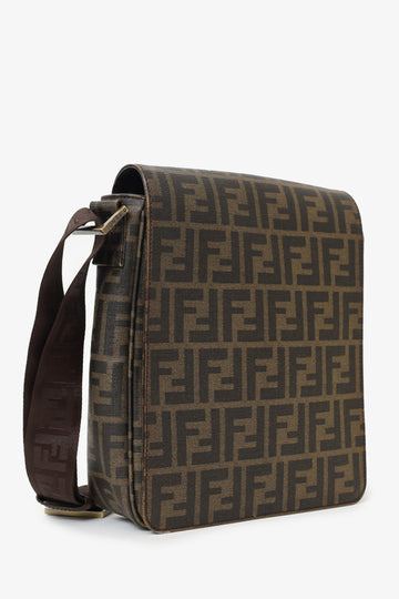 Fendi Zucca Print Canvas Crossbody Messenger Bag (As Is)