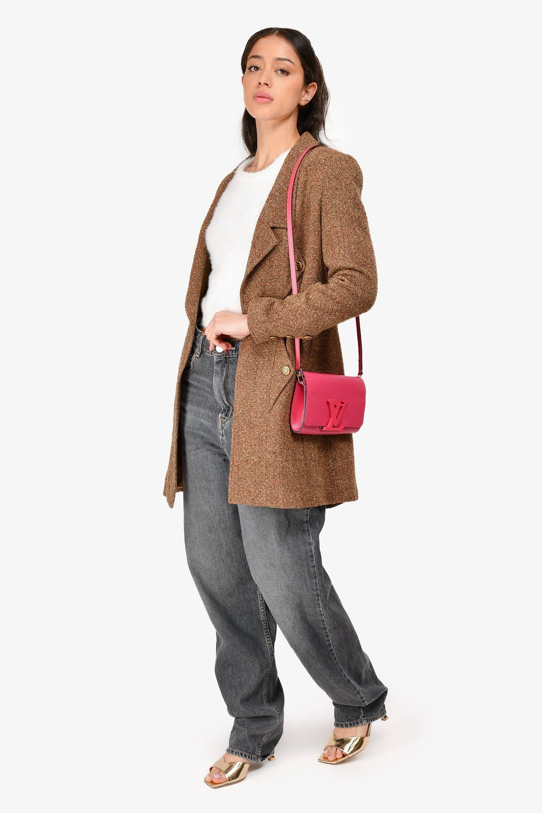 Louis Vuitton 2014 Fuchsia Epi Leather Louise Clutch With Strap