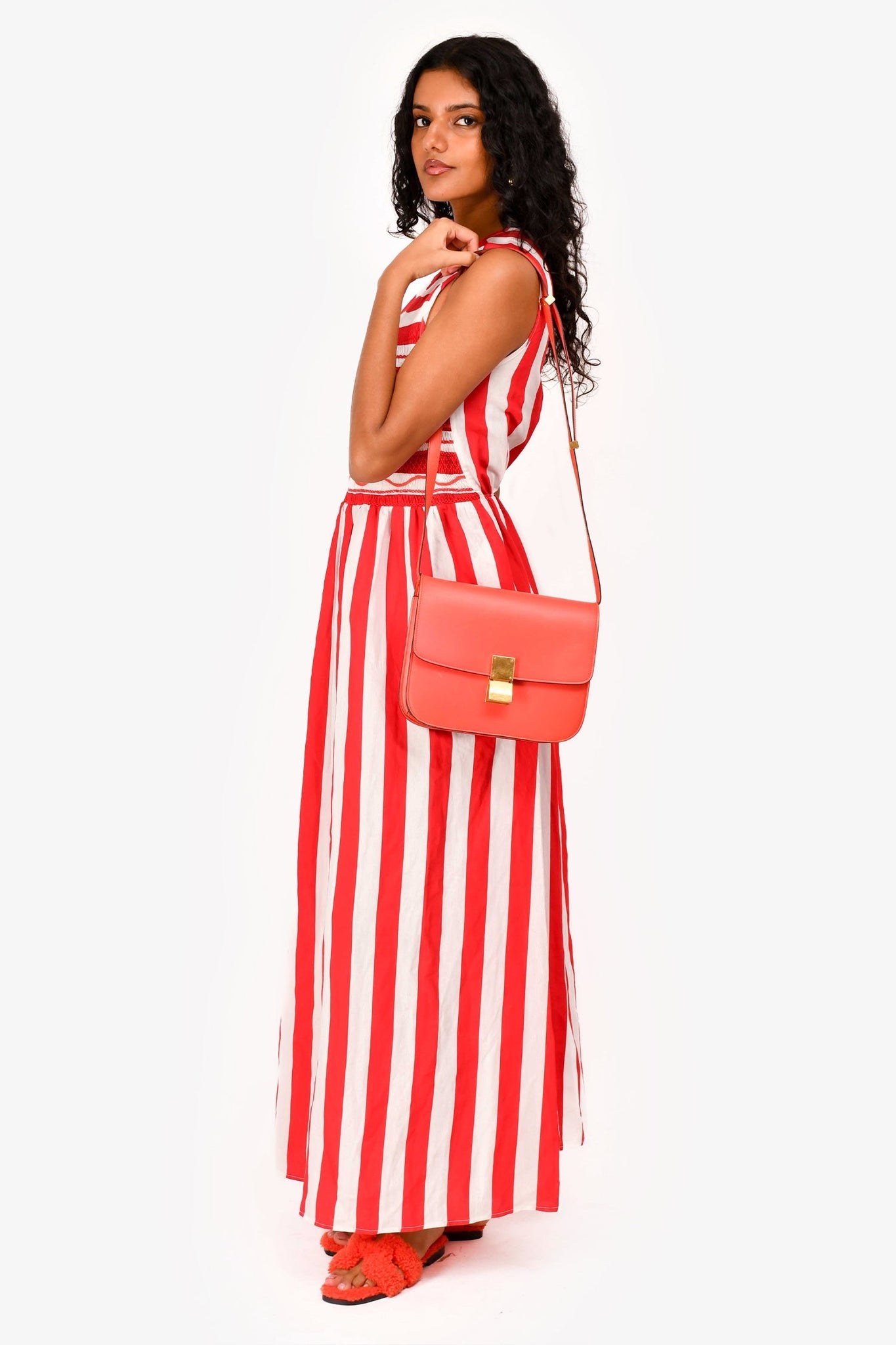 Celine 2012 Red Leather Medium Classic Box Crossbody Bag