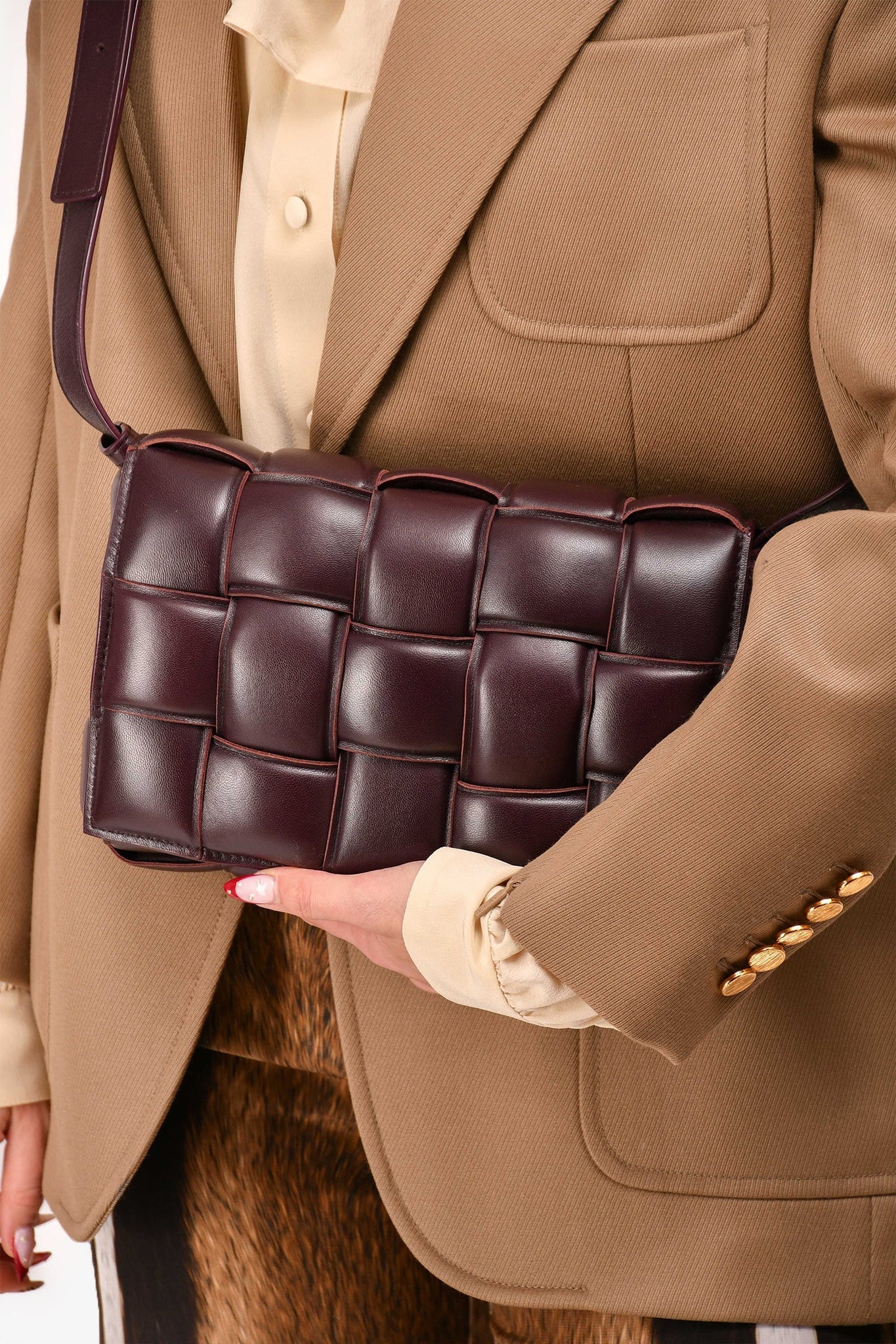 Bottega Veneta Dark Purple Padded Leather Cassette Crossbody Bag