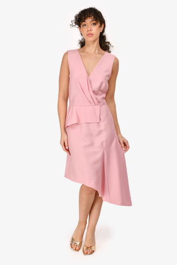 Christian Dior Pink Sleeveless V-Neck Midi Dress Size 8