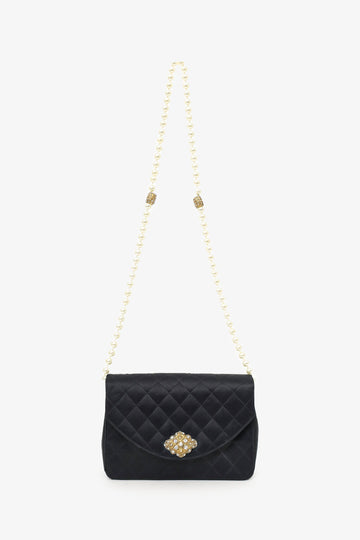 Pre-Loved Chanel™ 1986-88 Black Satin Gripoix Pearl Jewel Evening Bag 'As Is'