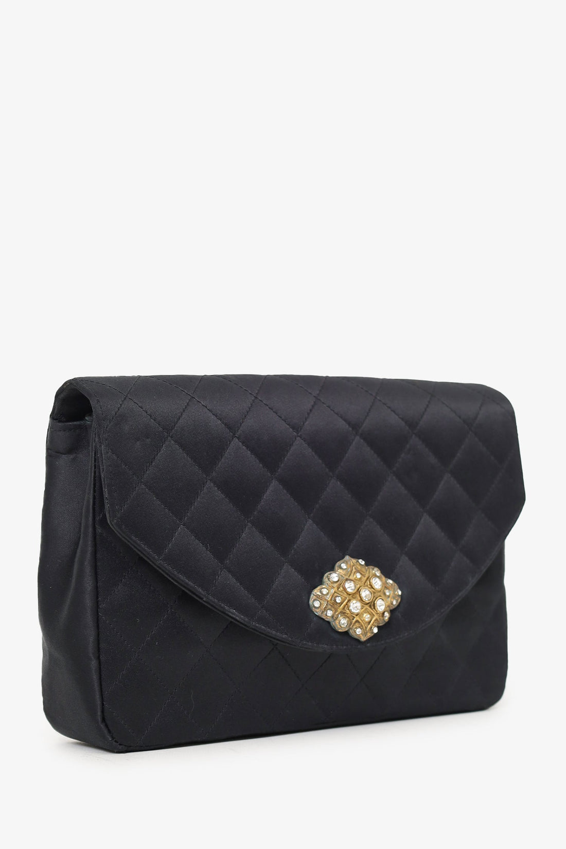 Pre-Loved Chanel™ 1986-88 Black Satin Gripoix Pearl Jewel Evening Bag 'As Is'