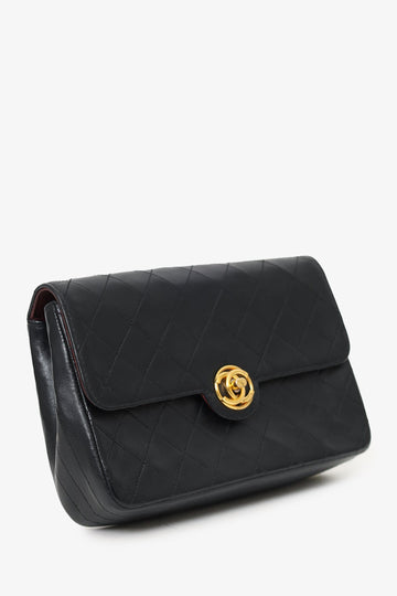 Pre-Loved Chanel™ 1986-88 Black Quilted Lambskin Circle CC Mini Flap Bag