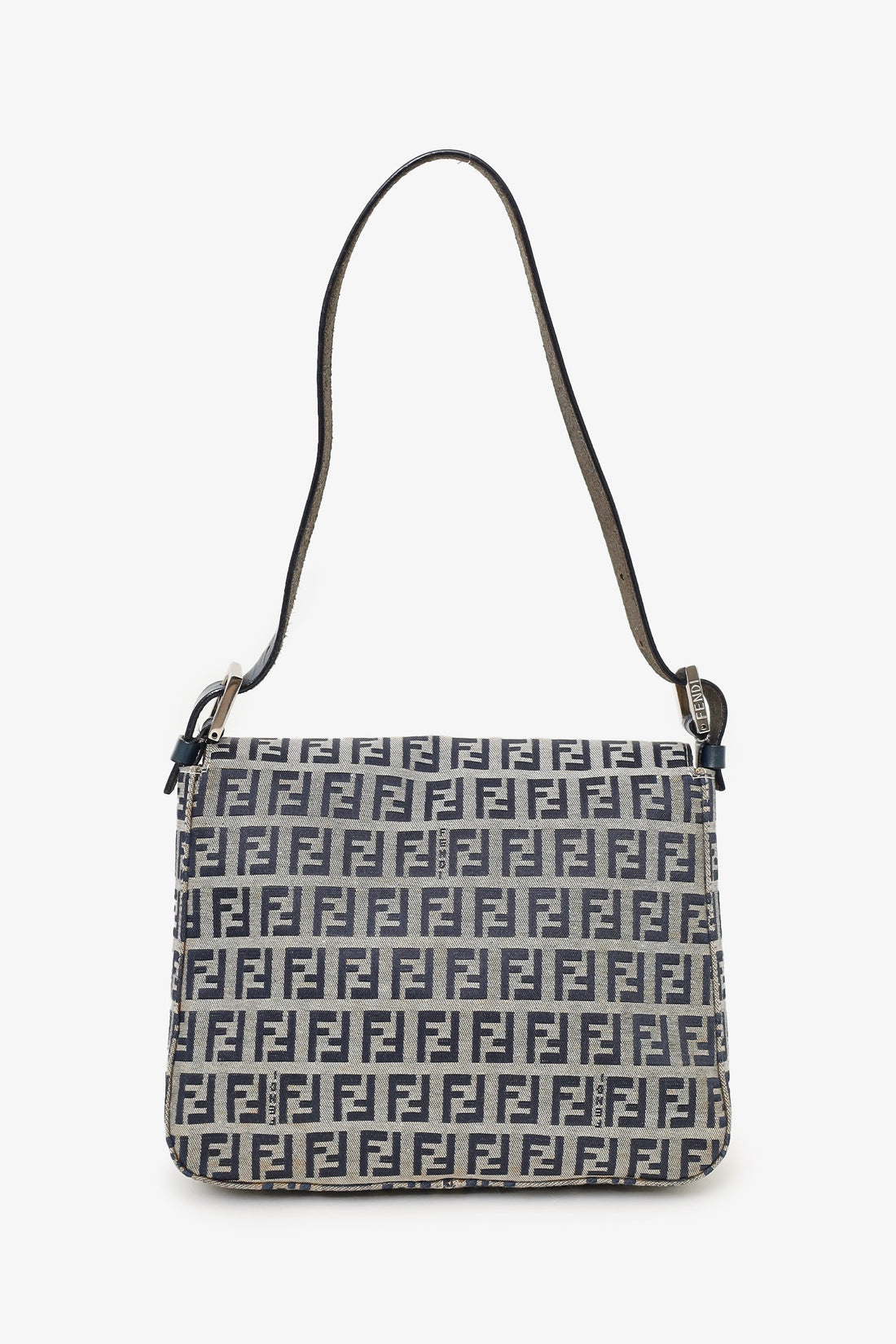 Fendi Navy/Grey Canvas FF Zucca Mamma Baguette Shoulder Bag