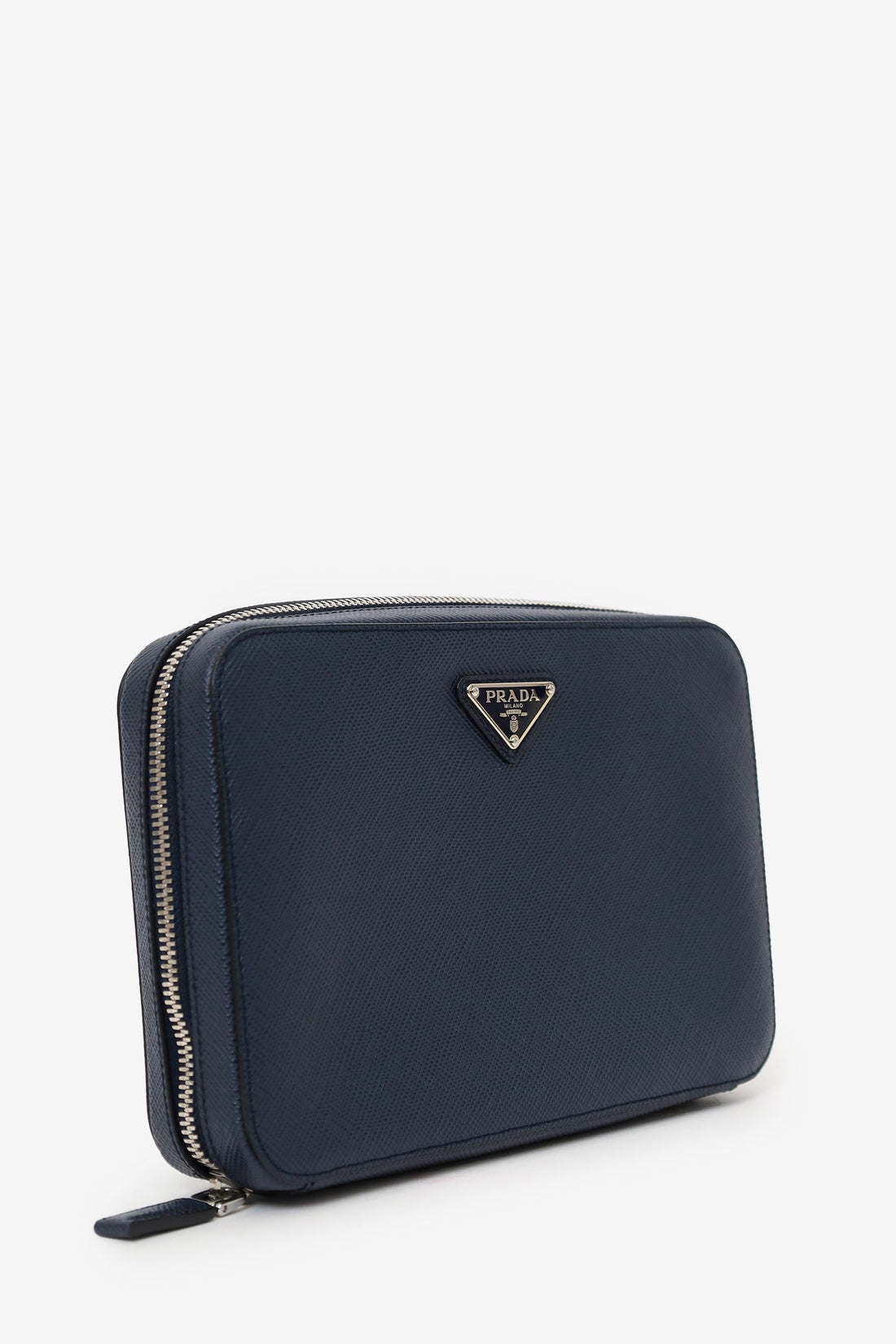 Prada 2021/2 Navy Saffiano Leather Zip Around Clutch Mens