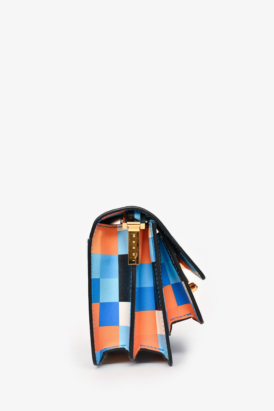 Marni Blue/Orange Geometrical Print Mini Trunk Crossbody Bag