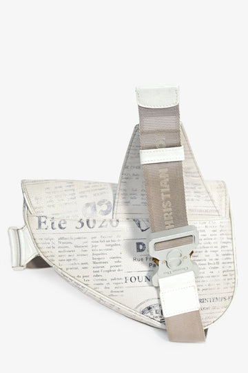 Christian Dior x Daniel Arsham 2020 White/Grey Newspaper Printed Saddle Bag (As Is)