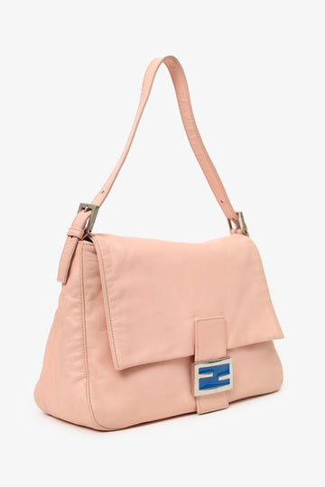 Fendi Pink Lambskin Large Mama Forever BaguetteShoulder Bag with Insert
