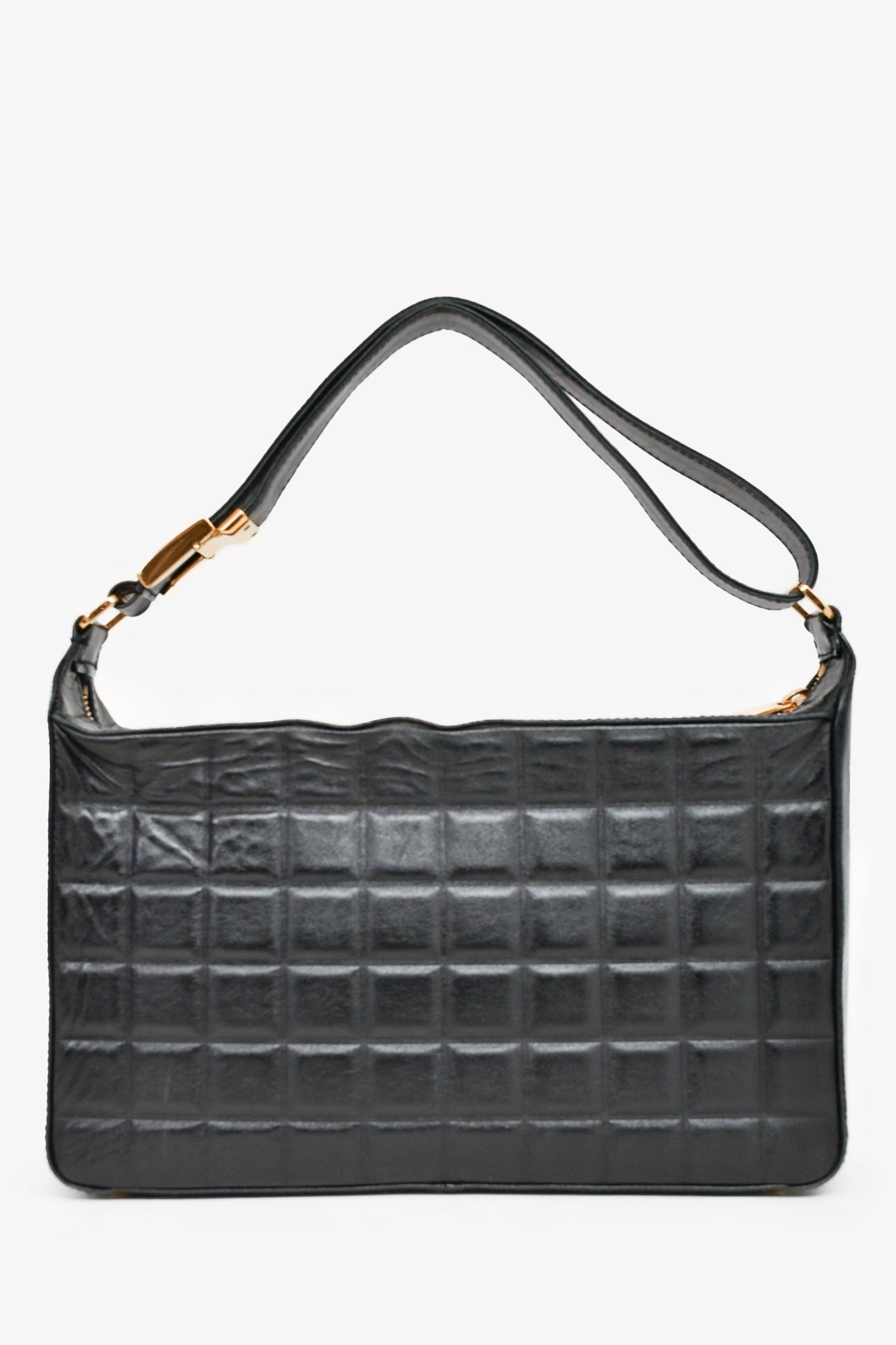 Pre-Loved Chanel™ 2003/2004 Black Leather Choco Bar CC Shoulder Bag