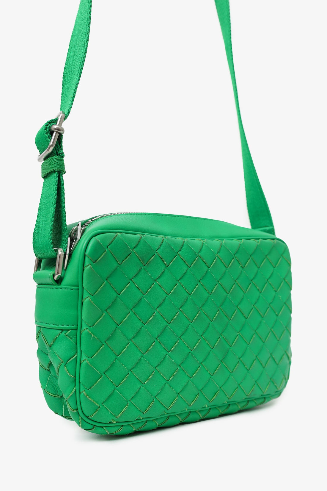 Bottega Veneta Green Small Intrecciato Camera Bag