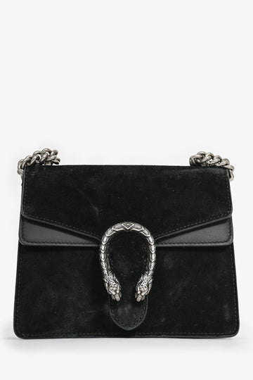 Gucci Black Suede Mini Dionysus Chain Shoulder Bag (As Is)