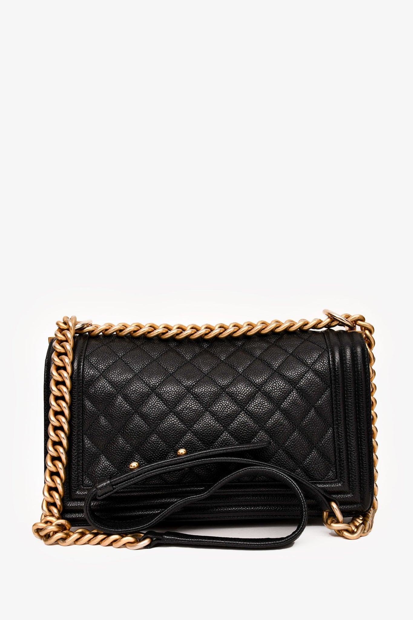 Pre-Loved Chanel™ 2016-17 Black Caviar Leather New Medium Boy Crossbody (As Is)
