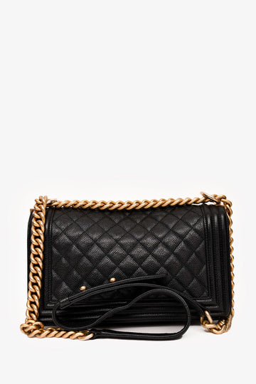 Pre-Loved Chanel™ 2016-17 Black Caviar Leather New Medium Boy Crossbody (As Is)