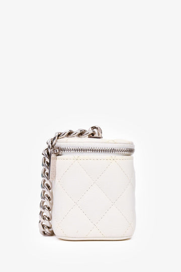 Pre-Loved Chanel™ 2022 White Caviar Leather Mini Vanity Case (As Is)