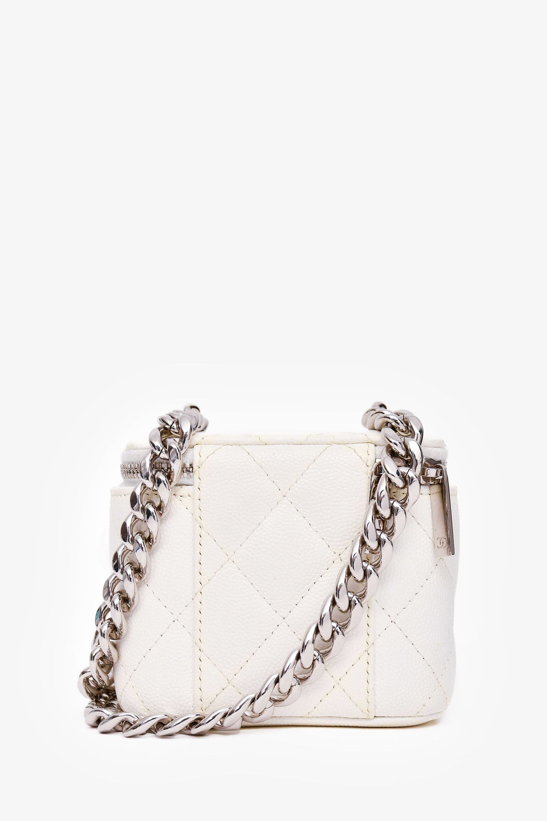 Pre-Loved Chanel™ 2022 White Caviar Leather Mini Vanity Case (As Is)