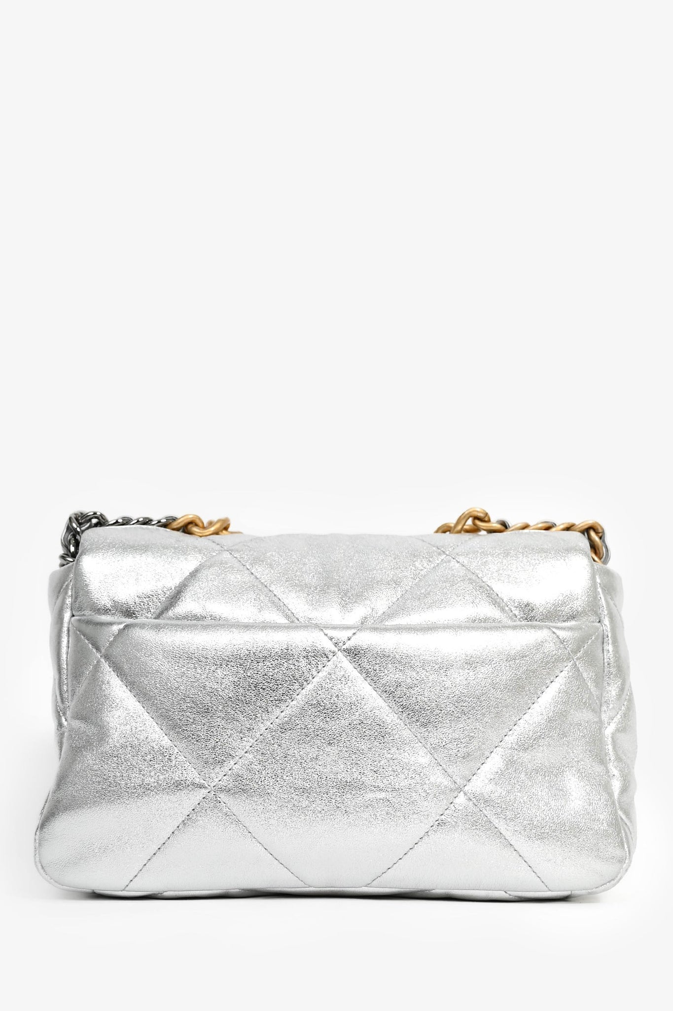 Pre-Loved Chanel™ 2020 Silver Lambskin Medium 19 Flap Bag