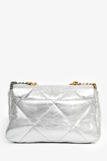 Pre-Loved Chanel™ 2020 Silver Lambskin Medium 19 Flap Bag