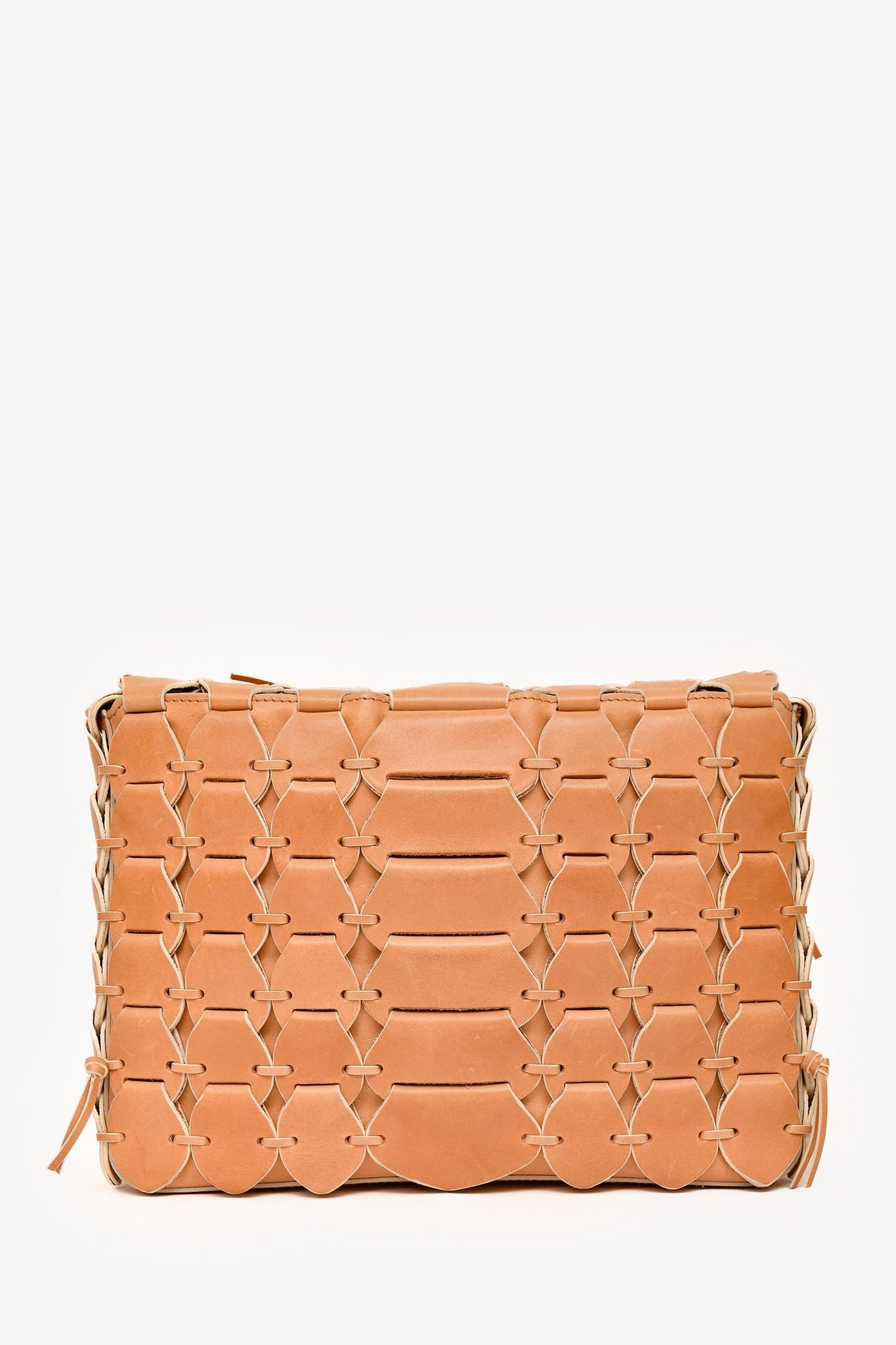 Salvatore Ferragamo Beige Woven Leather Flap Messenger Bag