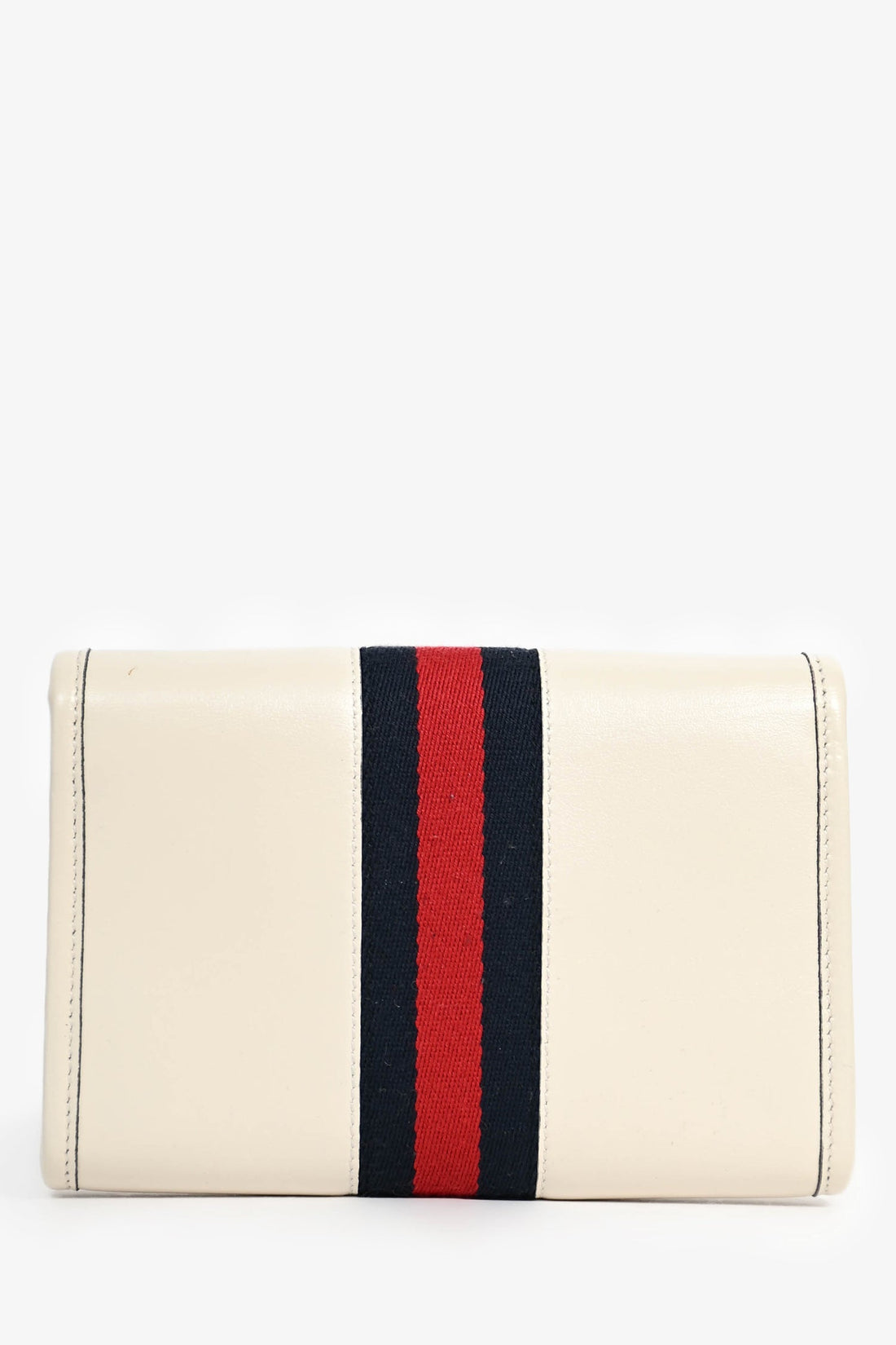 Gucci Cream Leather Web Mini Rajah Clutch with Chain