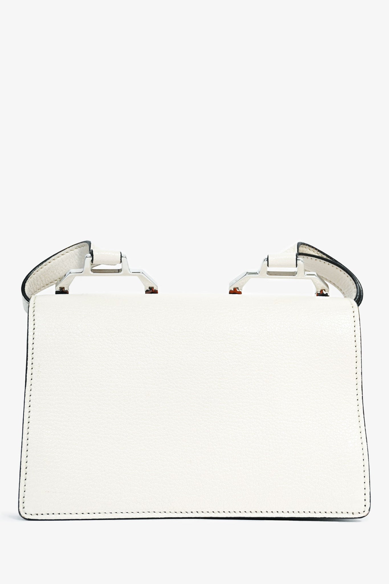 Miu Miu White Leather Logo 'Madras' Small Crossbody Bag