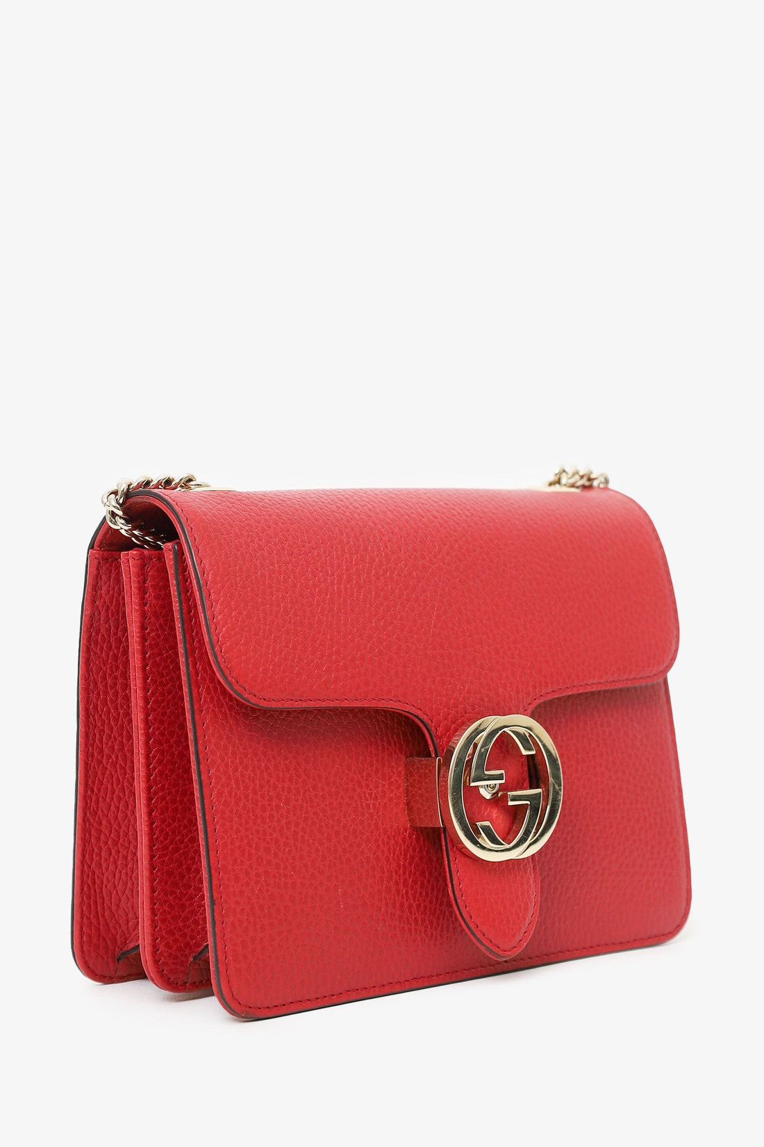 Gucci Red Leather Interlocking G Small Dollar Crossbody Bag