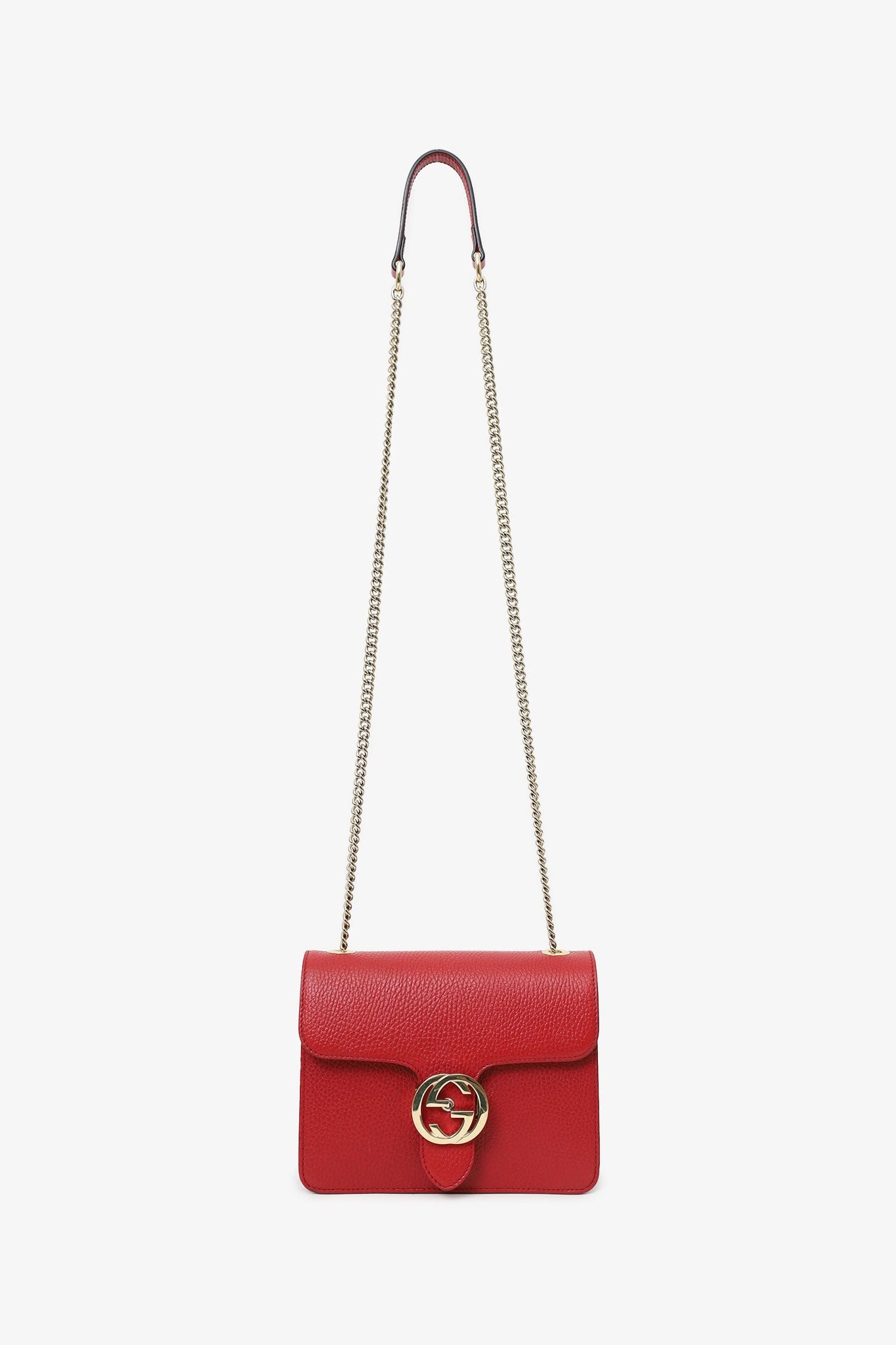 Gucci Red Leather Interlocking G Small Dollar Crossbody Bag