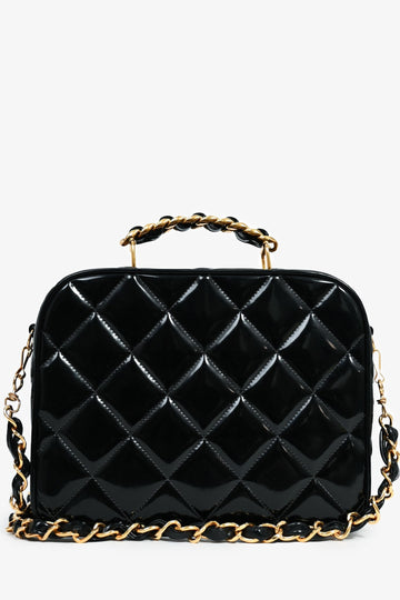 Pre-Loved Chanel™ 1994-96 Black Patent Leather Large Vanity Case