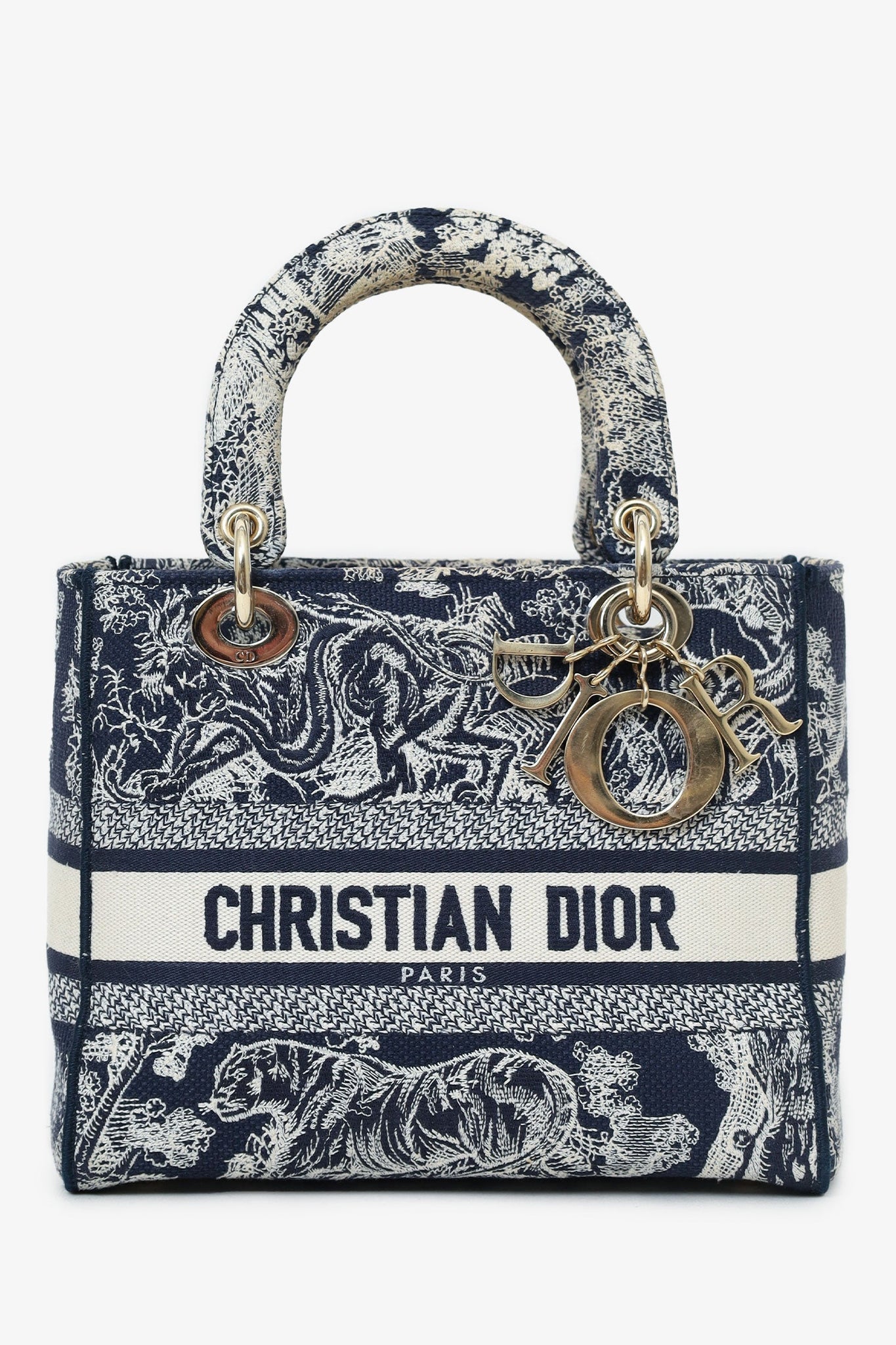 Christian Dior Black/White Toile de Jouy 'Lady D-Lite' Top Handle with Strap