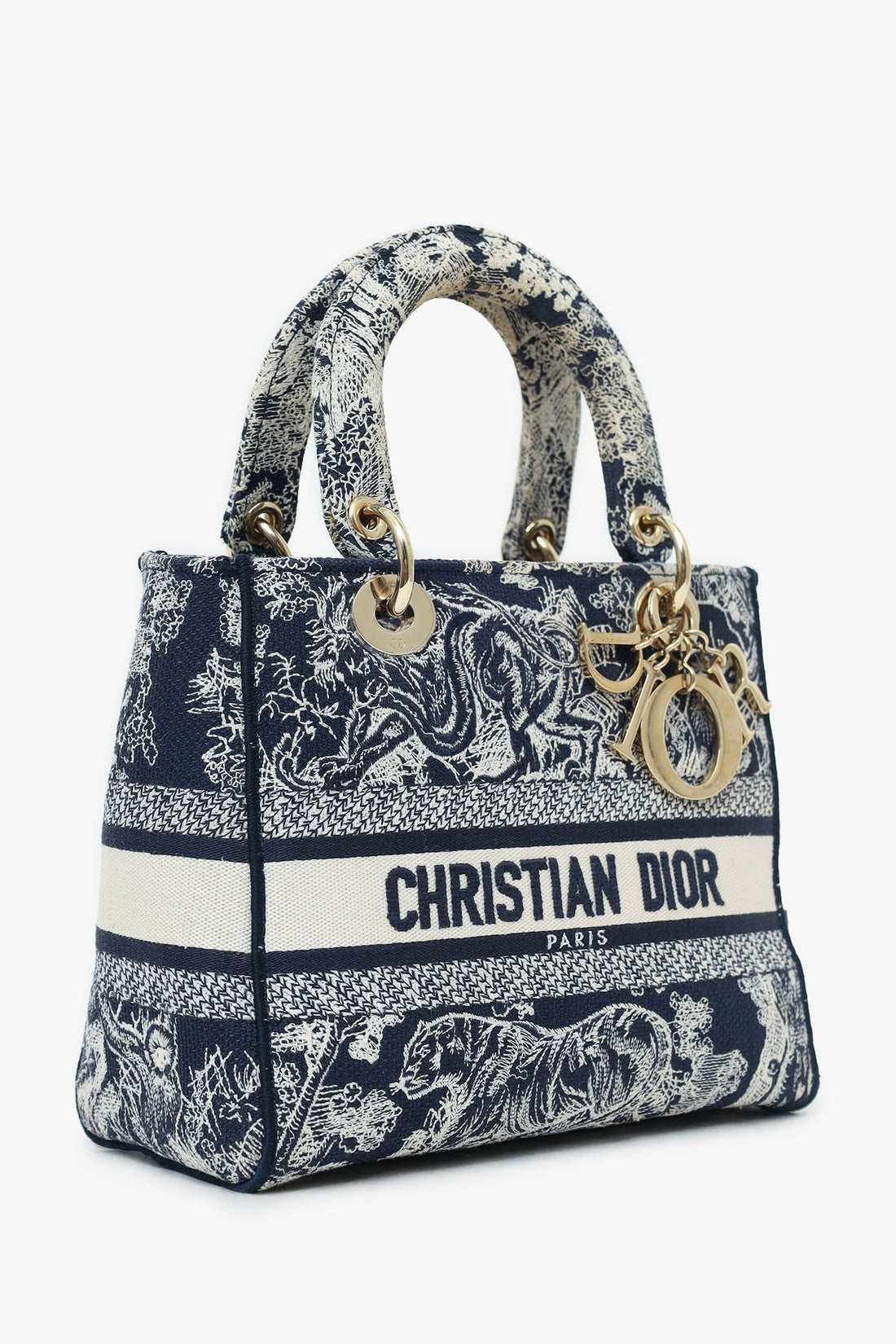 Christian Dior Black/White Toile de Jouy 'Lady D-Lite' Top Handle with Strap