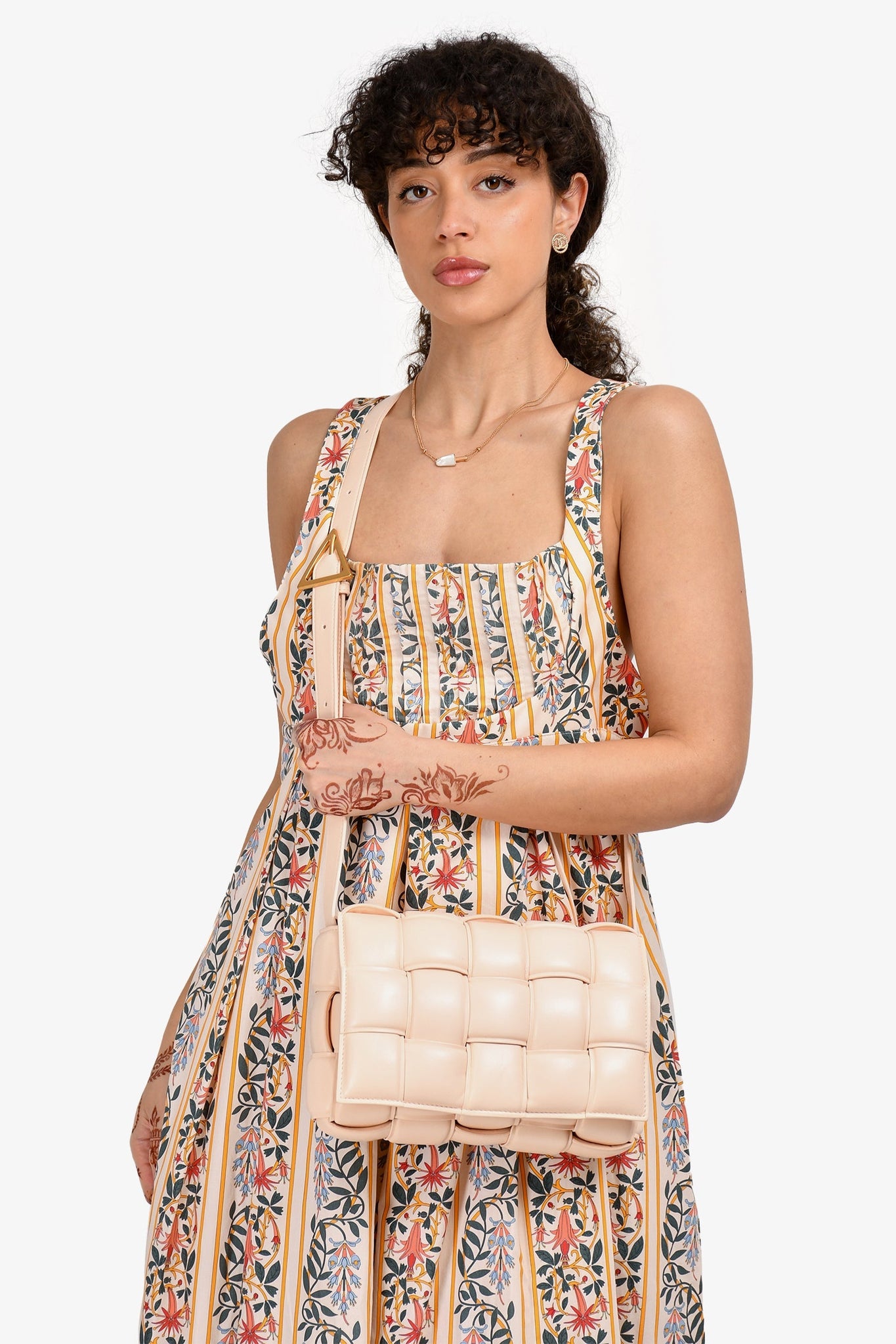 Bottega Veneta Light Pink Leather Padded Cassette Crossbody