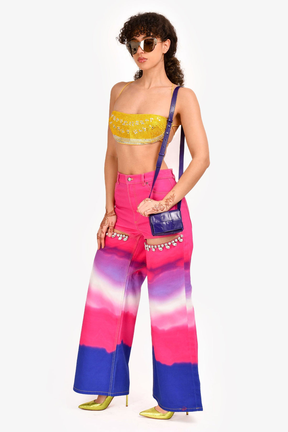 Bottega Veneta Purple Leather Mini Cassette Crossbody