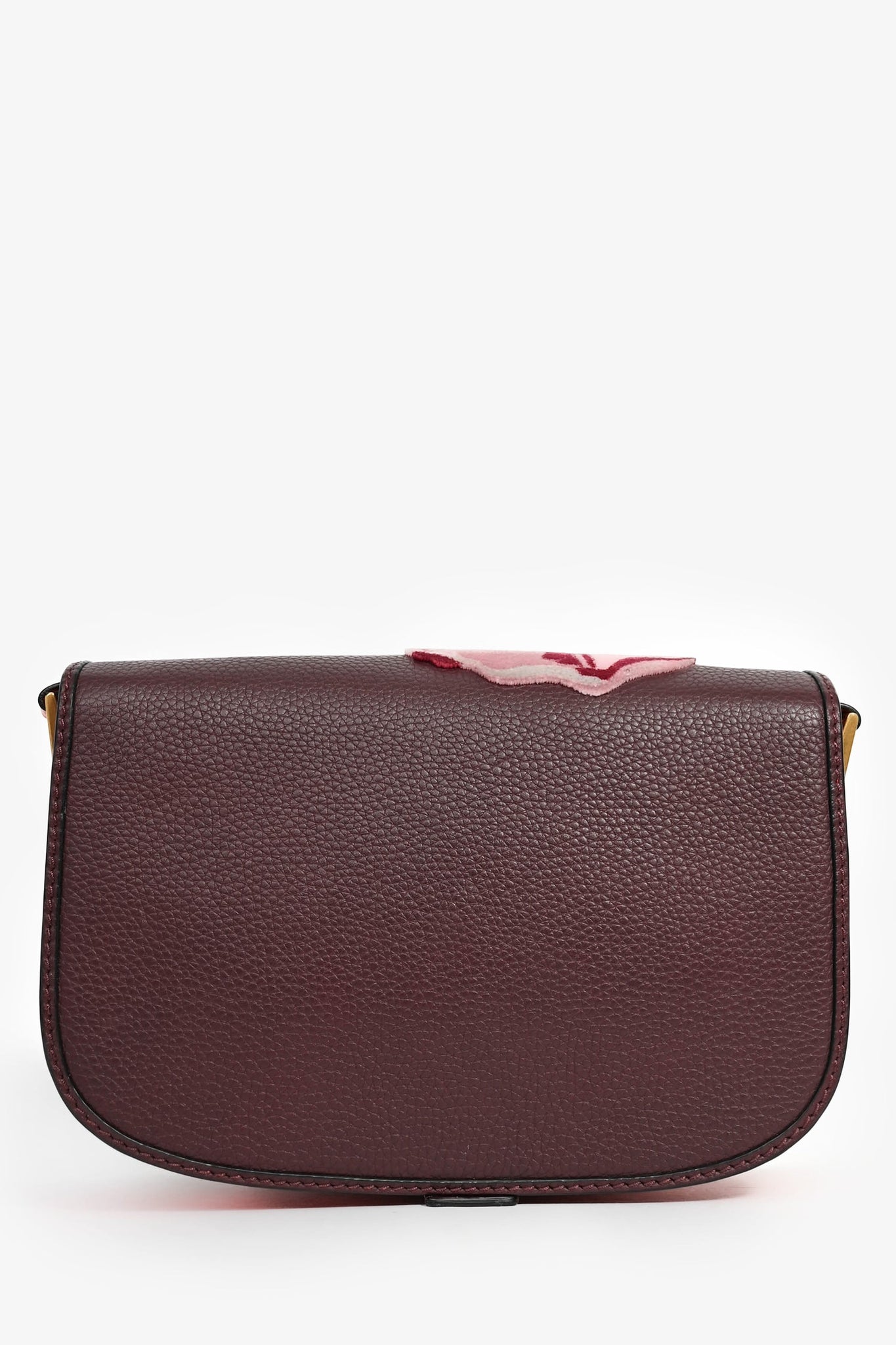 Valentino Burgundy Floral Embroidered Lock Crossbody