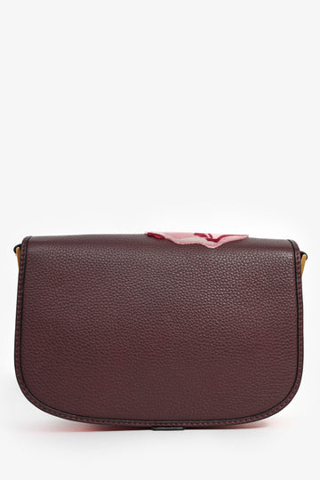 Valentino Burgundy Floral Embroidered Lock Crossbody