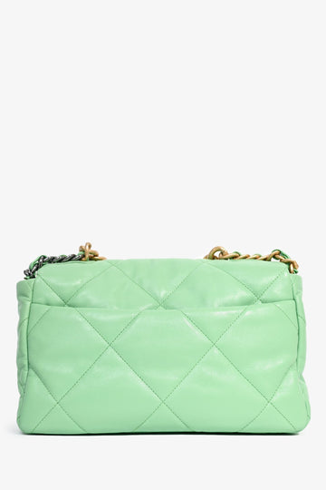 Pre-Loved Chanel™ Green Leather Large 19 Flap Shoulder Bag
