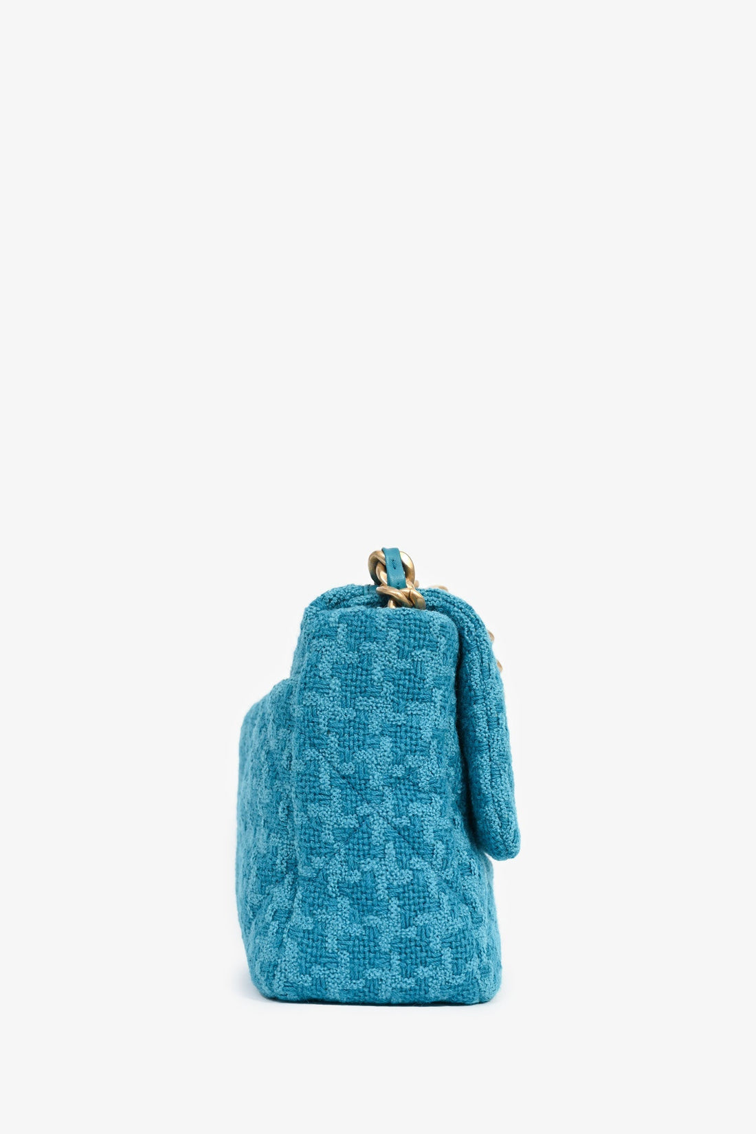 Pre-Loved Chanel™ Blue Houndstooth Tweed Large 19 Flap Shoulder Bag