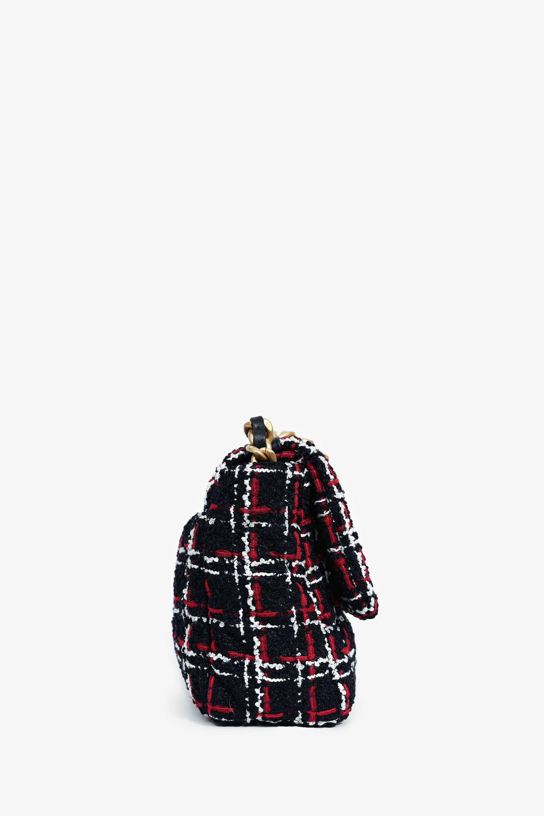 Pre-Loved Chanel™ Black/Red/White Tweed Medium 19 Flap Shoulder Bag