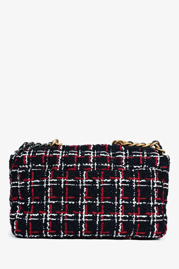 Pre-Loved Chanel™ Black/Red/White Tweed Medium 19 Flap Shoulder Bag