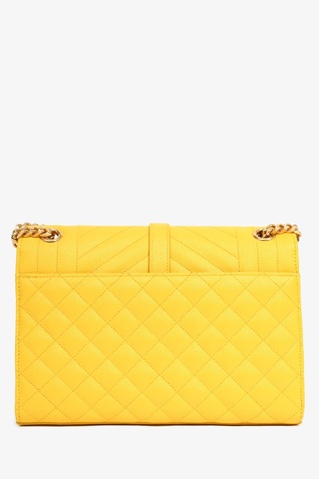 Saint Laurent 2016 Yellow Leather Tri-Quilted Envelope Chain Medium Shoulder Bag