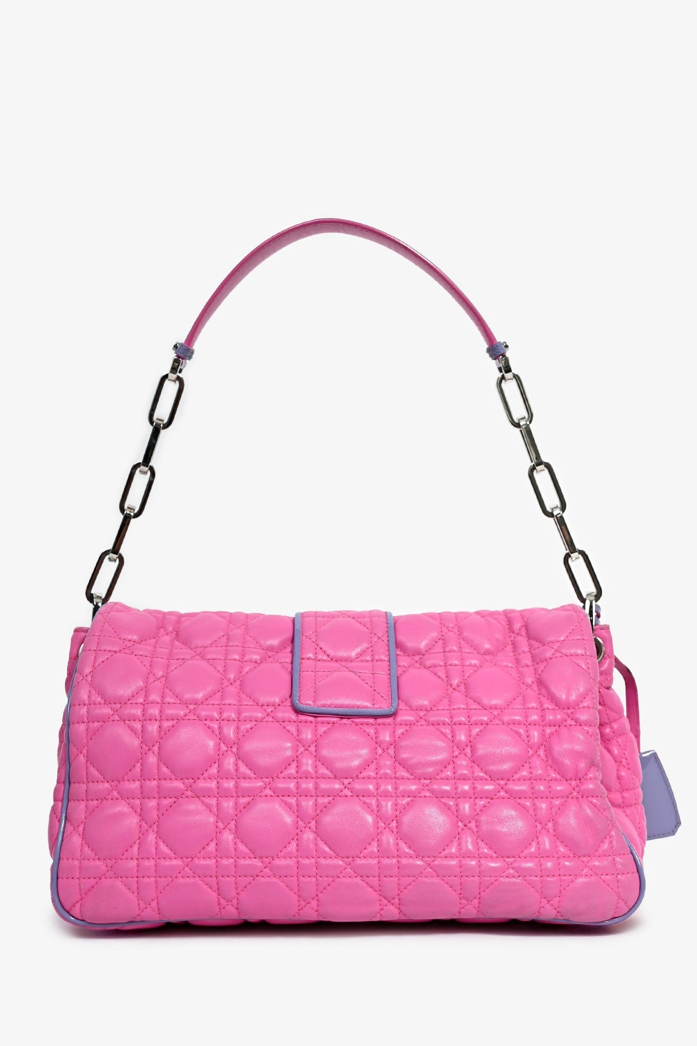 Christian Dior 2012 Pink/Purple Patent Trim Cannage Leather Flap Shoulder Bag
