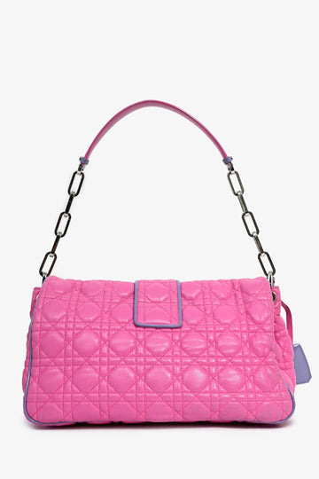 Christian Dior 2012 Pink/Purple Patent Trim Cannage Leather Flap Shoulder Bag