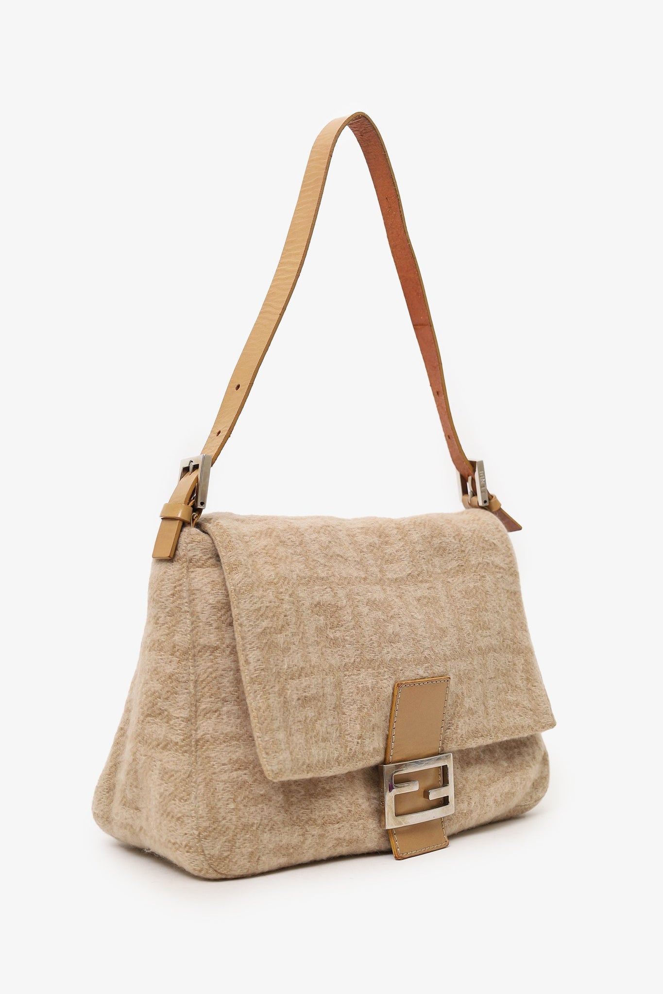 Fendi Beige Zucca Wool Mamma Forever Shoulder Bag
