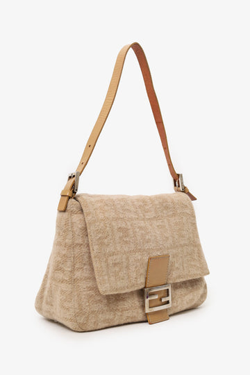 Fendi Beige Zucca Wool Mamma Forever Shoulder Bag