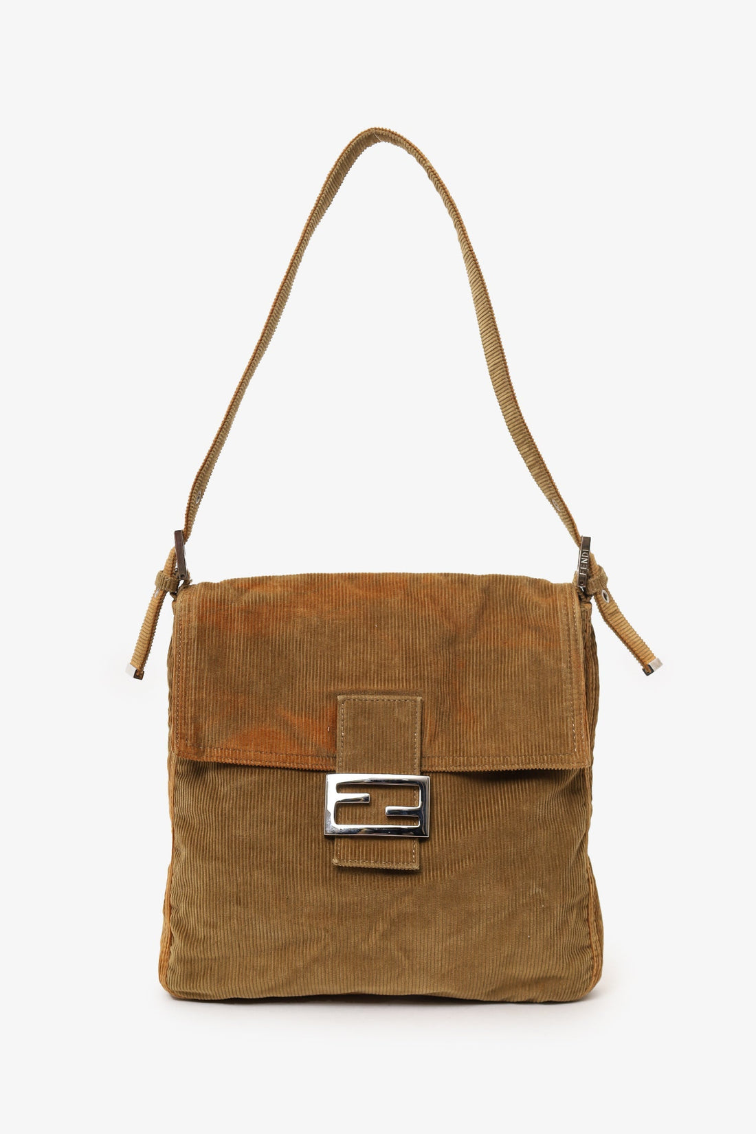 Fendi Khaki Corduroy Mamma Baguette Shoulder Bag 'As Is'