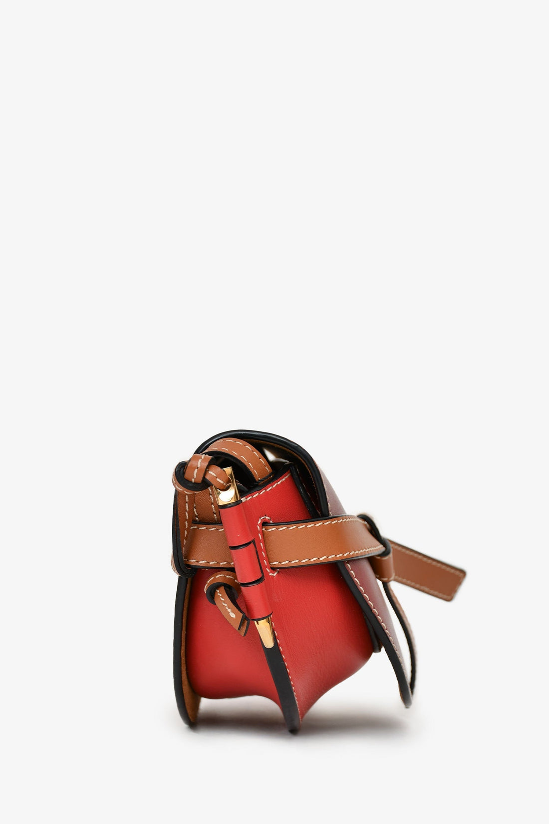 Loewe Burgundy/Brown Leather Mini 'Gate' Crossbody Bag