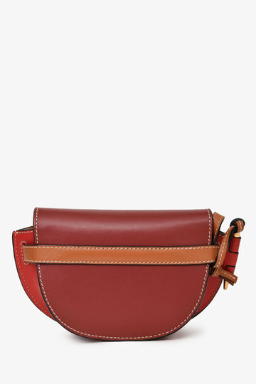 Loewe Burgundy/Brown Leather Mini 'Gate' Crossbody Bag