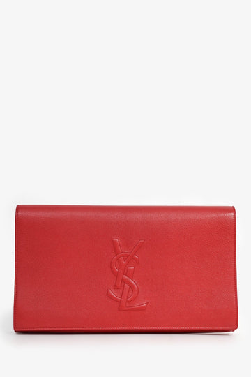 Saint Laurent Red Leather Belle de Jour Clutch