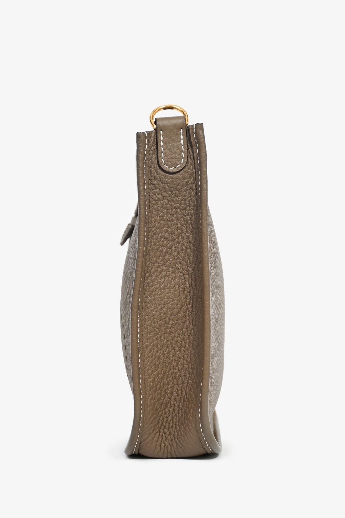 Hermès 2023 Etoupe Clemence Leather Evelyne 16 TPM Crossbody with Navy Blue Strap