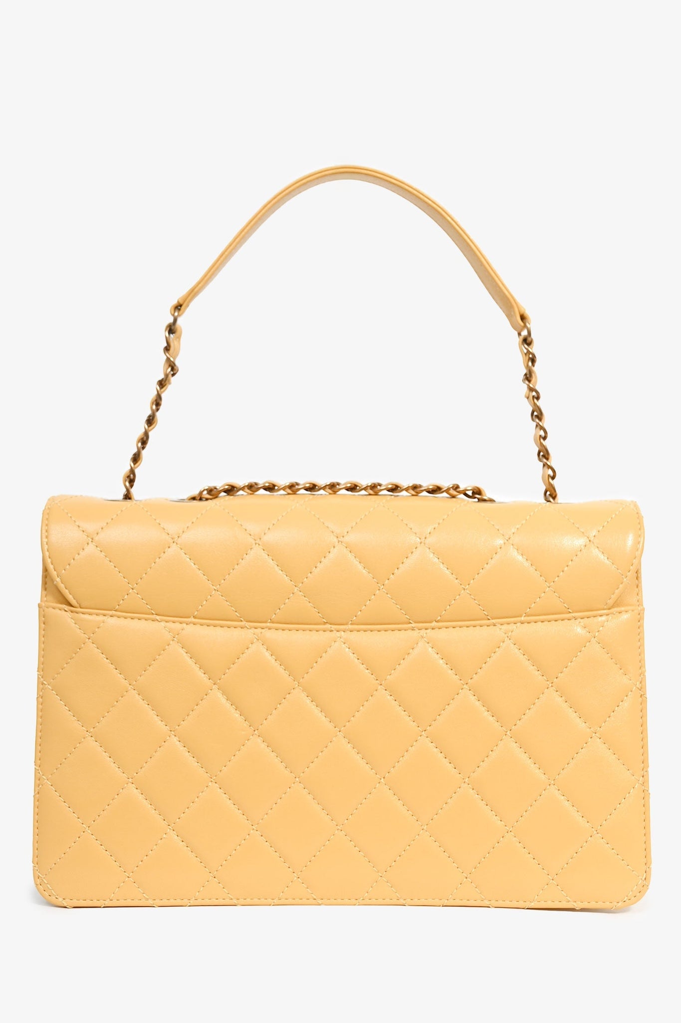 Pre-Loved Chanel™ 2016-17 Yellow Quilted Leather Large Beauty Lock Chain Bag