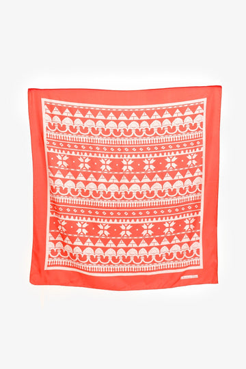 Christian Dior Red/White Pattern Silk Scarf